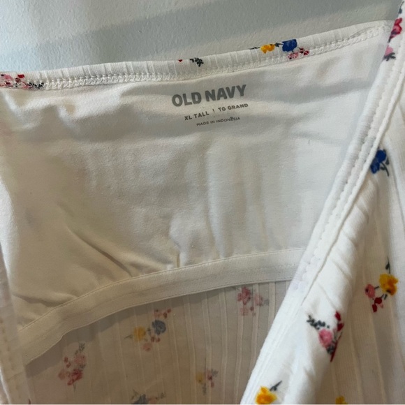 Old Navy XL Tall Ribbed Floral Tank Top Adjustable Straps White Cotton Blend NWT - Picture 6 of 12